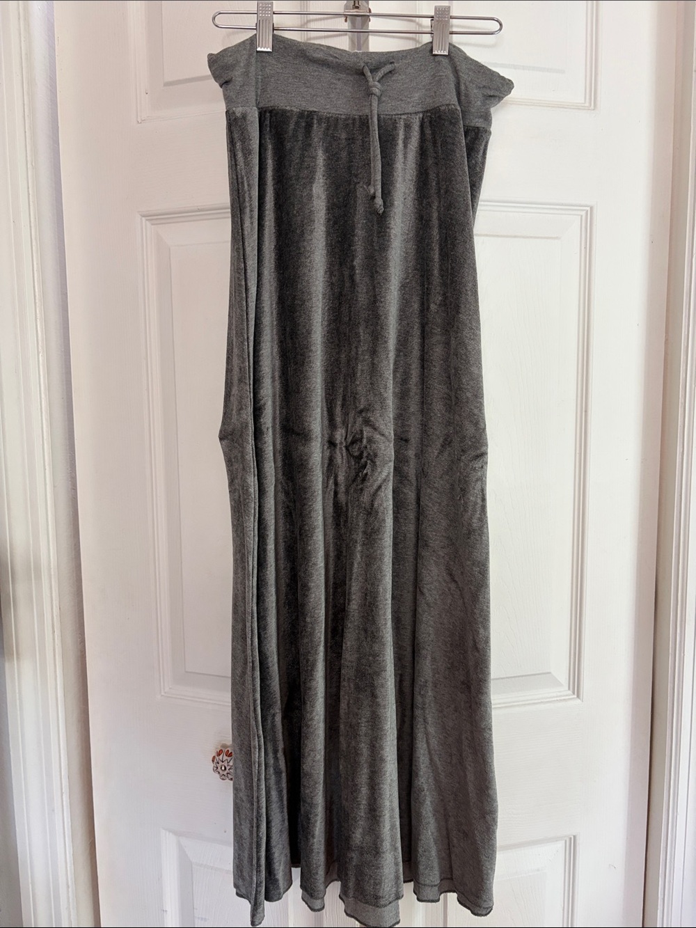 Fitigues Free People Charcoal Gray Velvet A-Line Maxi Skirt